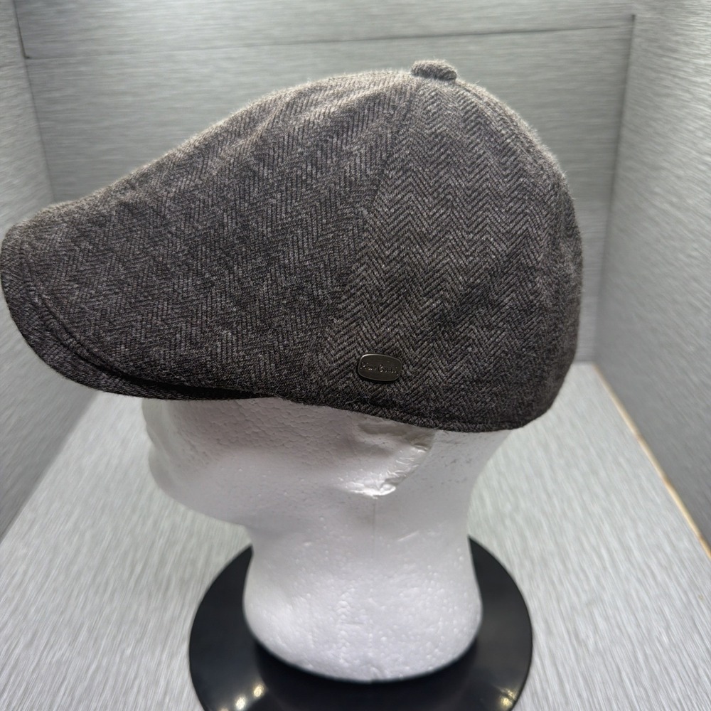 Pierre Cardin Paris Newsboy Cap Gray Herringbone Ivy Hat Men's 58 - Picture 2 of 10